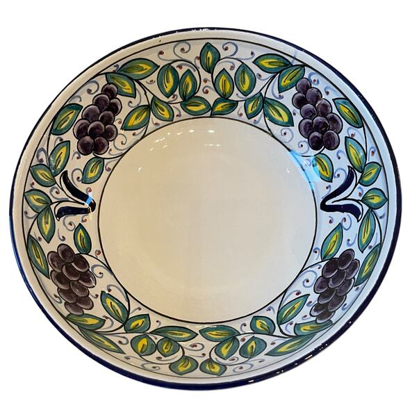 VIETRI Frutti Grapes Large Serving Bowl Hand Painted Pottery in Italy New - Picture 12 of 16